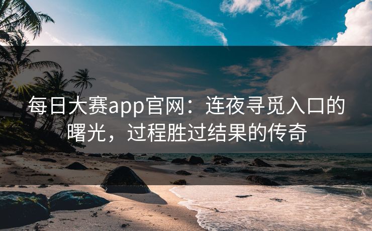 每日大赛app官网：连夜寻觅入口的曙光，过程胜过结果的传奇